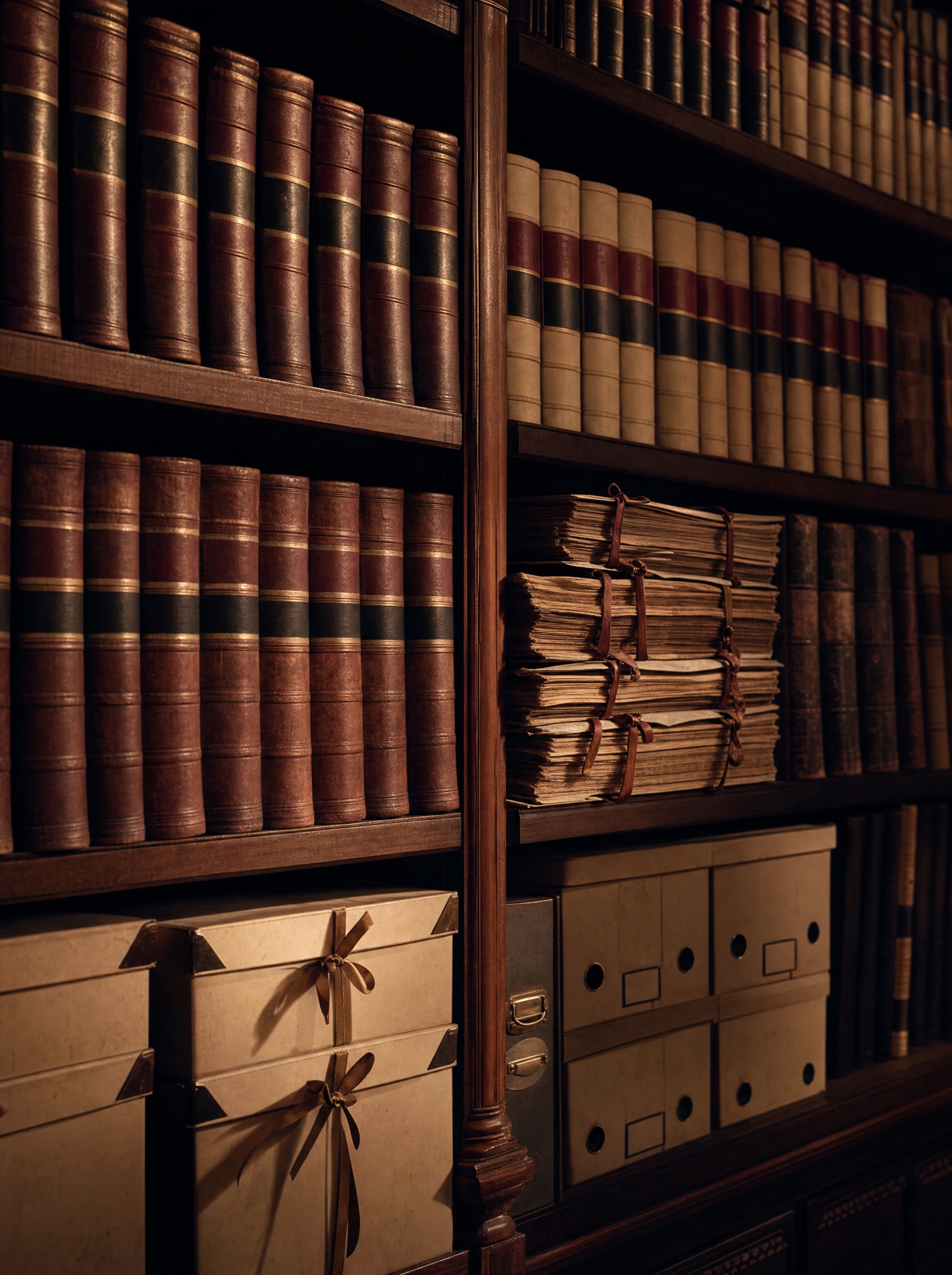 Forty years of case files, still bound and still consulted.